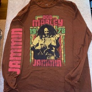 Bob Marley long sleeve brown jersey knit shirt LIKE NEW, men’s SMALL